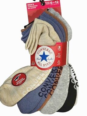 Converse 6-PK Cushioned No-Show Sock- Multi
